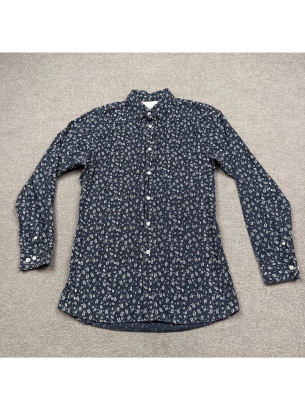 Norse Projects Button Up Shirt Mens Size M Black Floral Long Sleeve Slim